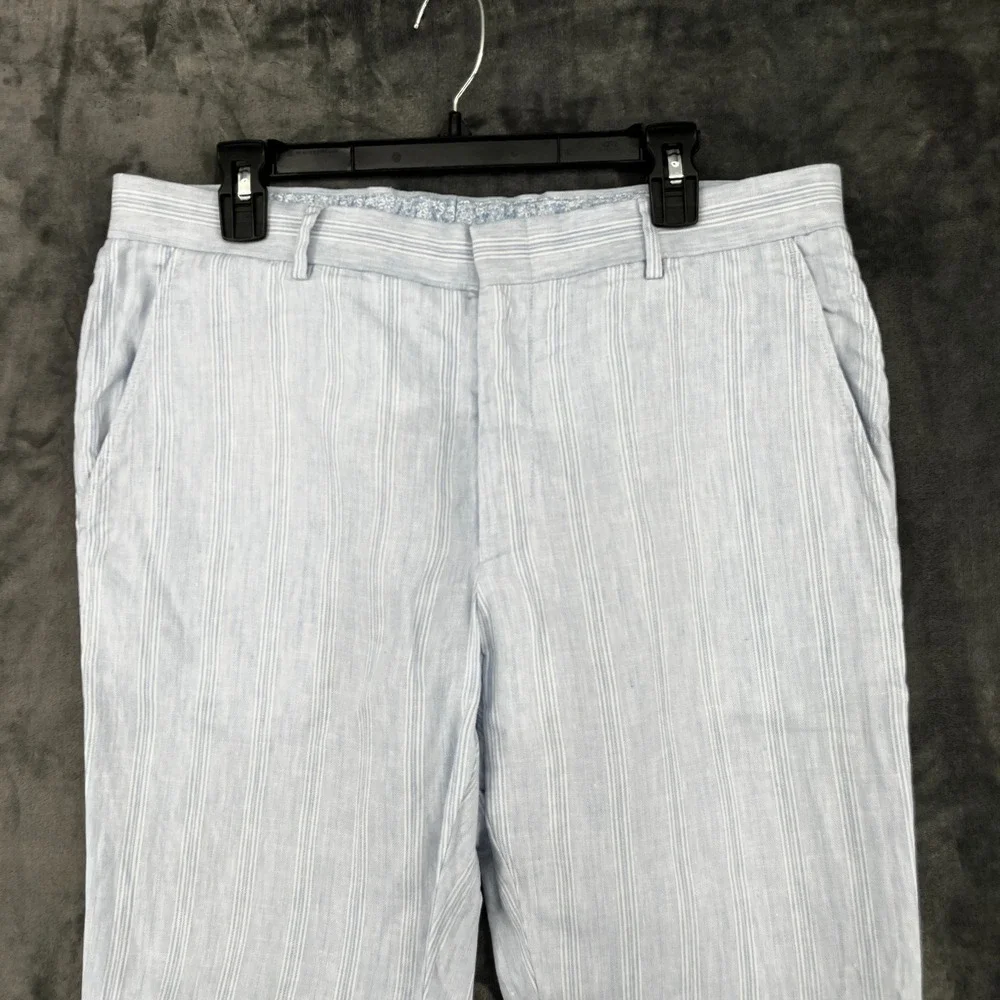 Murano Baird McNutt Linen Pants Mens 38x30 (Fits 36x29) Blue Striped Chino EUC